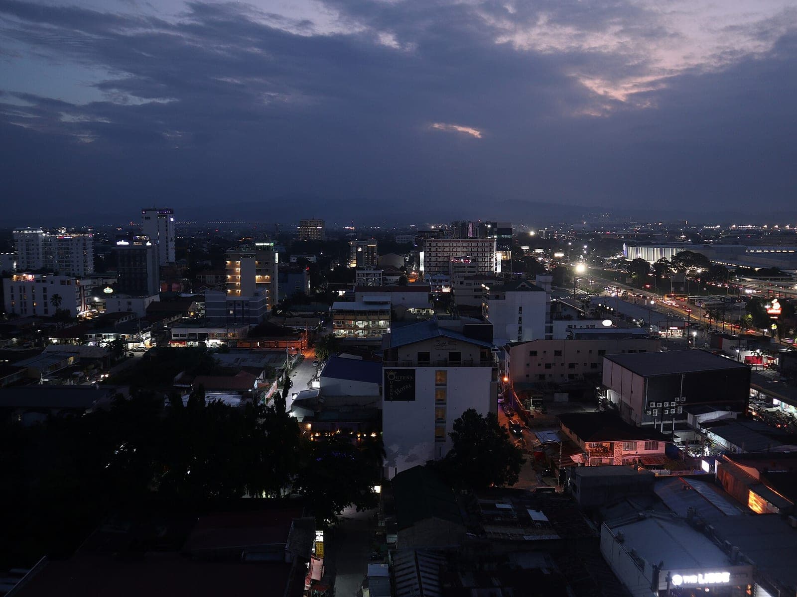 Clark and Malabañas skyline at dusk, Angeles City
