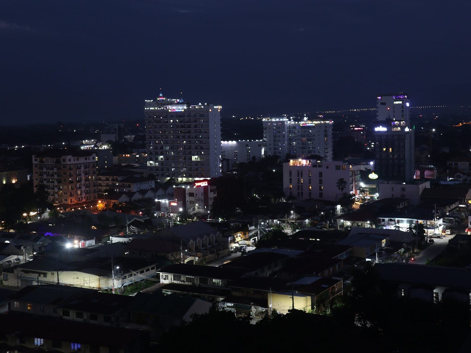 Hotel towers of Malabañas, Angeles City, at dusk