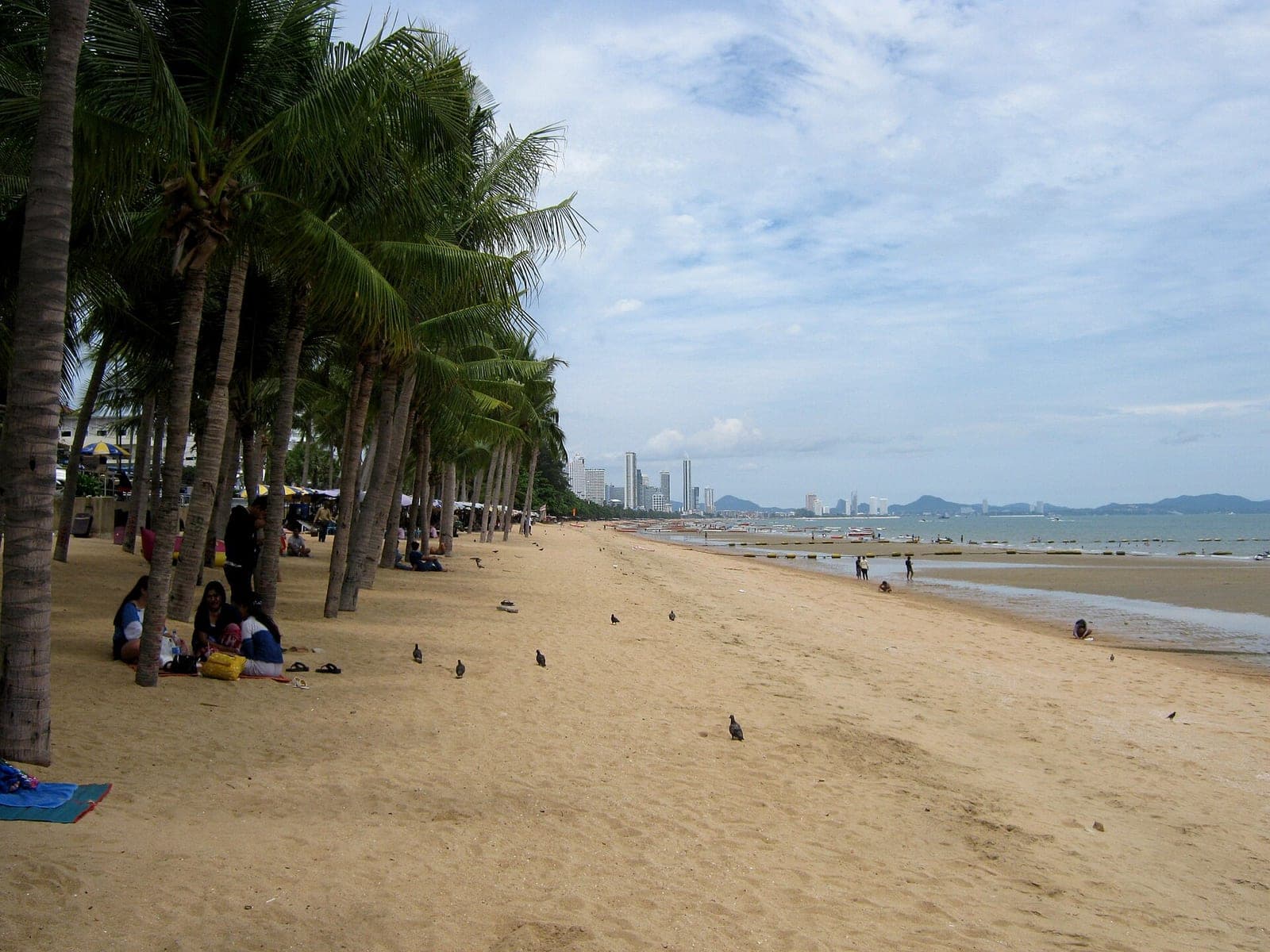 Jomtien Beach, Pattaya, with palm trees, sand and the sea