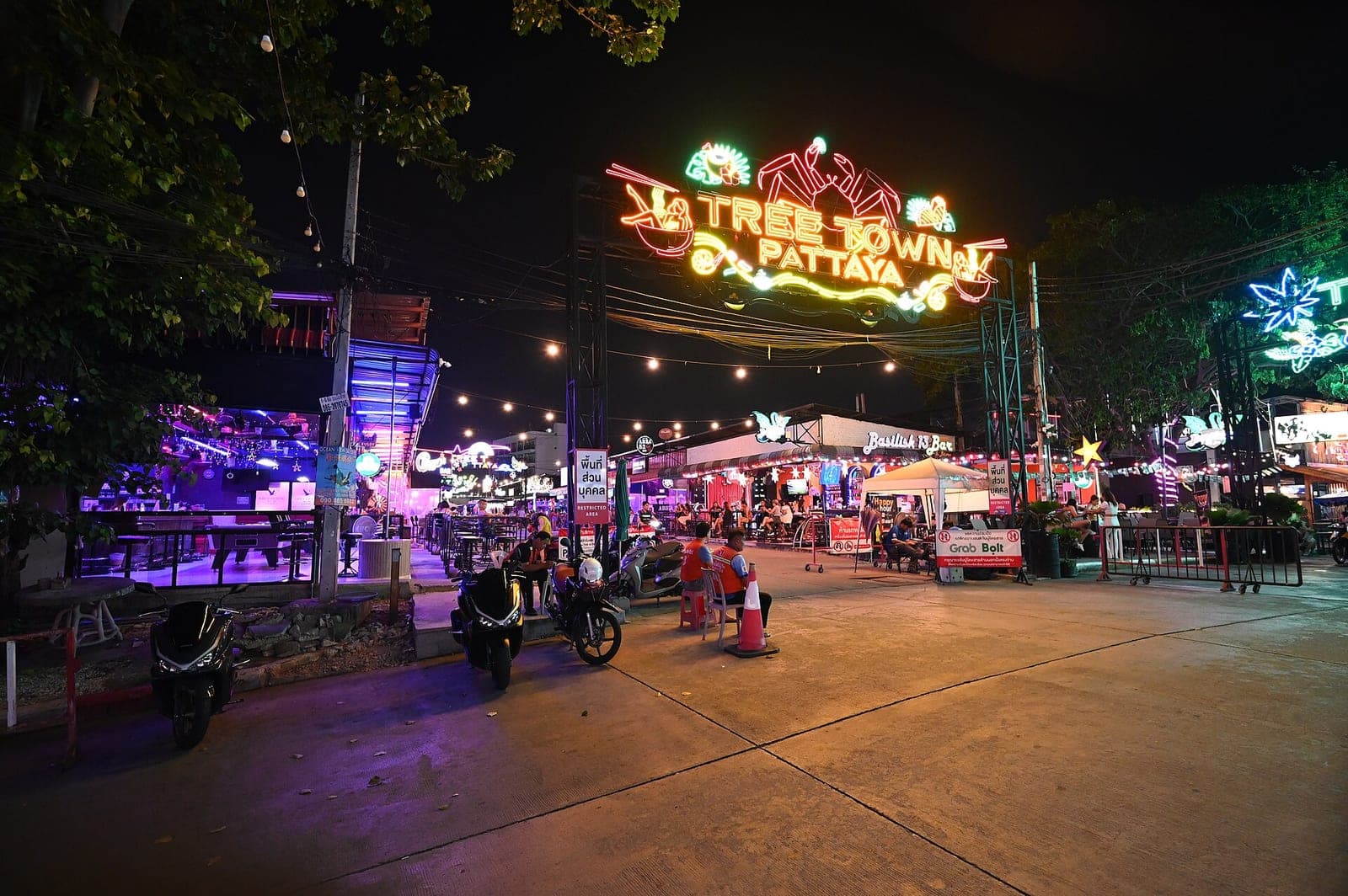 Neon Tree Town sign over the entrance to the beer bar complex off Soi Buakhao, Pattaya